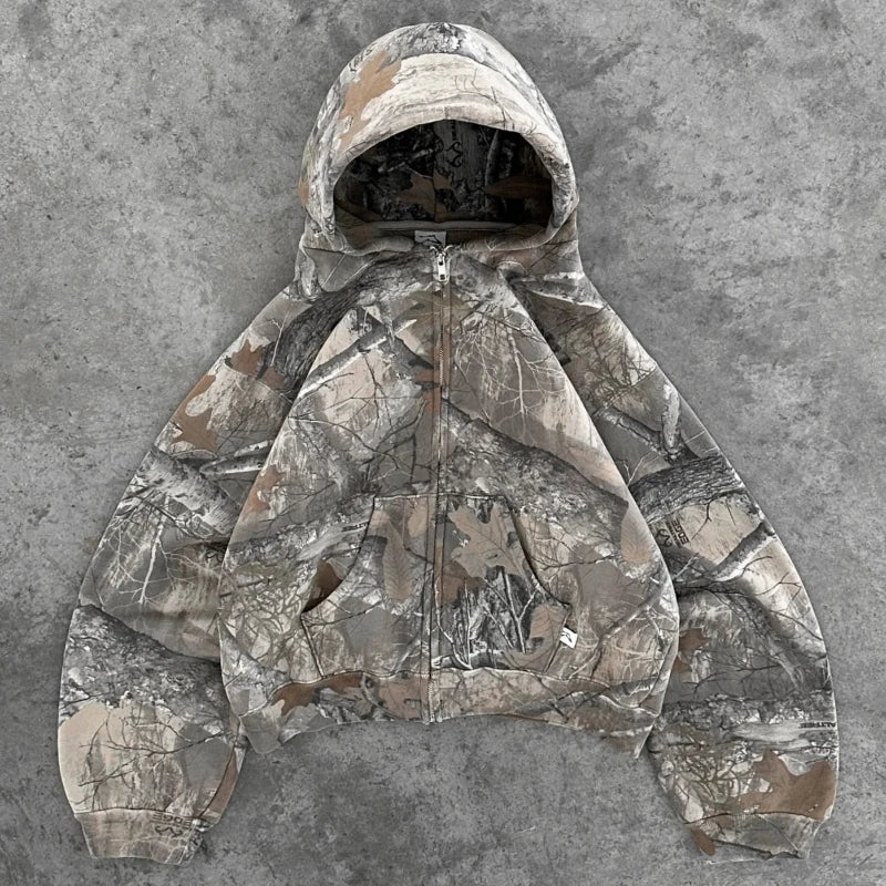 Urban Retro Camo Zip-Up Hoodie