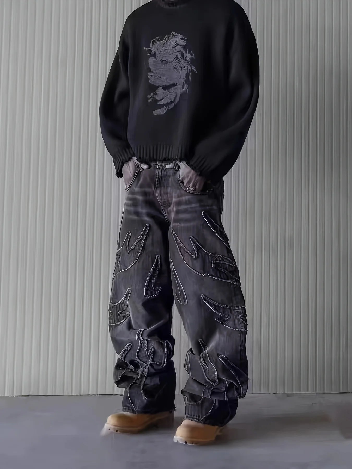 Urban Embroidered Wide Jeans
