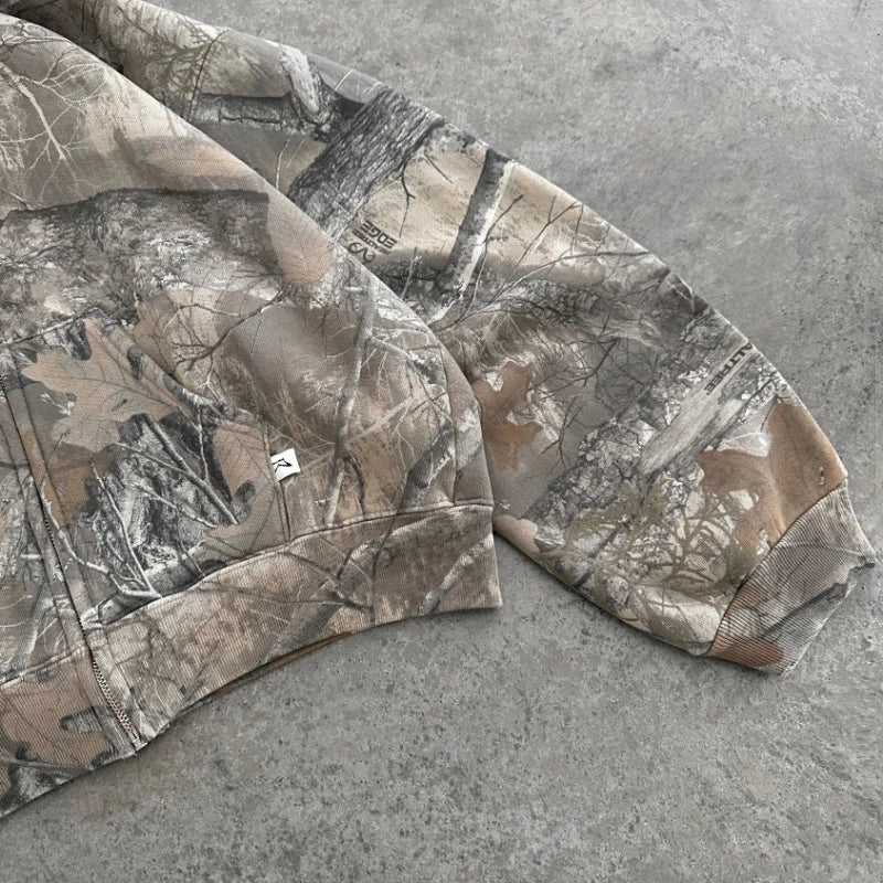 Urban Retro Camo Zip-Up Hoodie