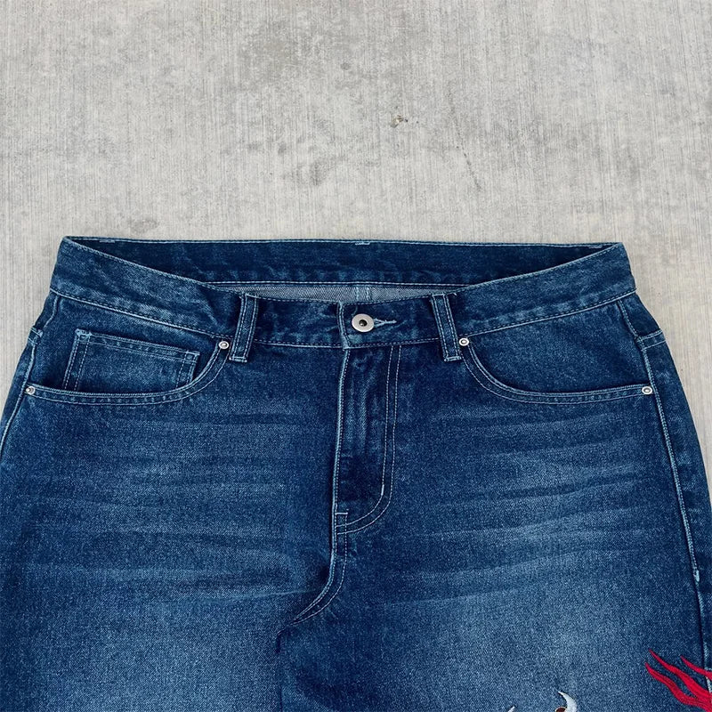 Dragon Graffiti Wide-Leg Jeans