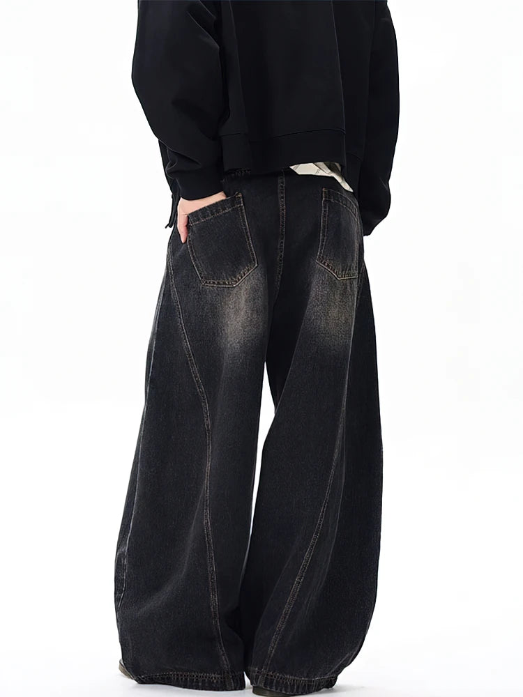 Vintage Black Washed Wide-Leg Jeans