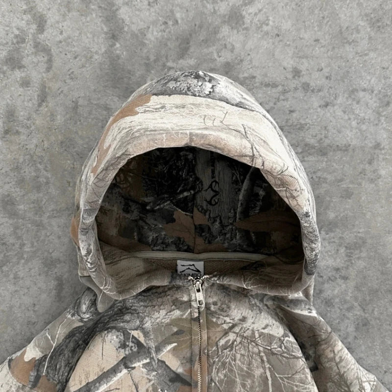 Urban Retro Camo Zip-Up Hoodie